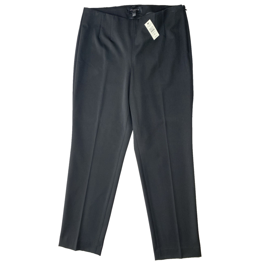Talbots Pants Womens Size 4P Petite Curvy NEW Black Straight Career Office Wear